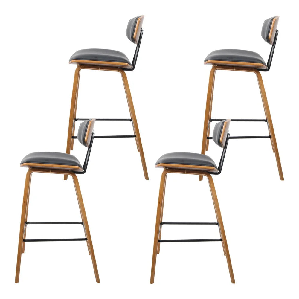 Wooden Bar Stools Set of 4 Kitchen Bar Stool Dining Chair
