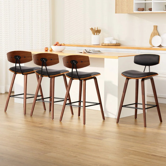 Wooden Bar Stools Set of 4 Kitchen Bar Stool Dining Chair