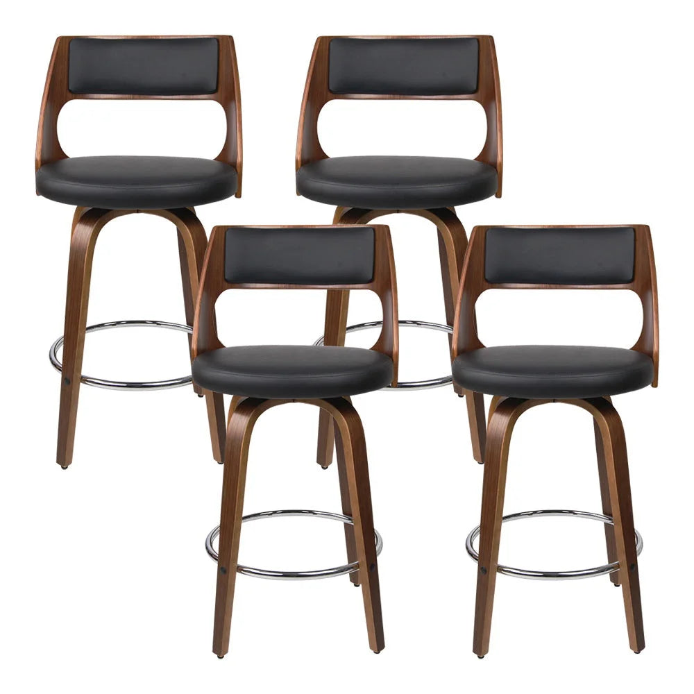 Wooden Bar Stools Set of 4 Swivel Bar Stool Kitchen Dining