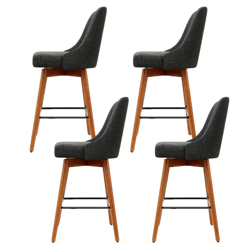 Wooden Bar Stools Set of 4 Swivel Bar Stool Kitchen Dining