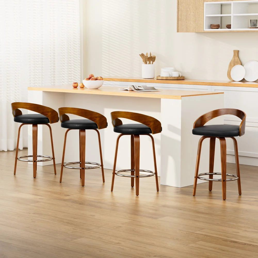 Wooden Bar Stools Set of 4 Swivel Bar Stool Kitchen Dining
