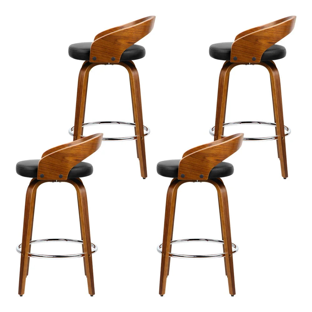 Wooden Bar Stools Set of 4 Swivel Bar Stool Kitchen Dining