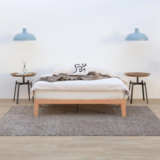 Wooden Bed Base Frame Double Size Warm Natural - Furniture