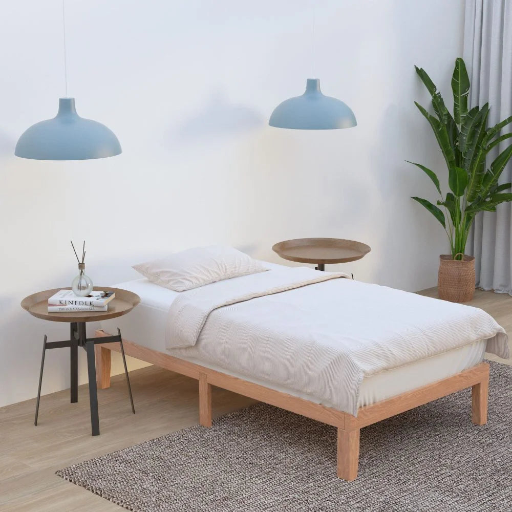 Wooden Bed Base Frame King Single Size Warm Natural