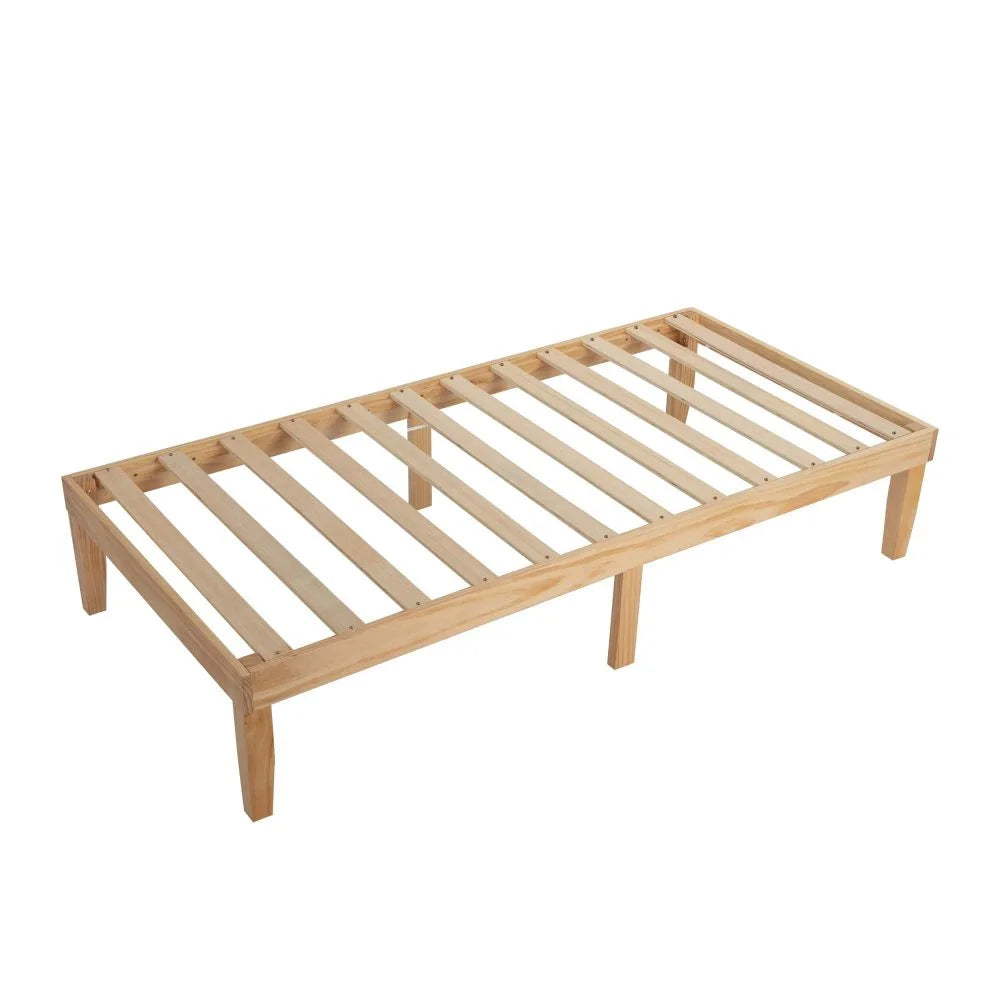 Wooden Bed Base Frame Single Size Warm Natural - Furniture
