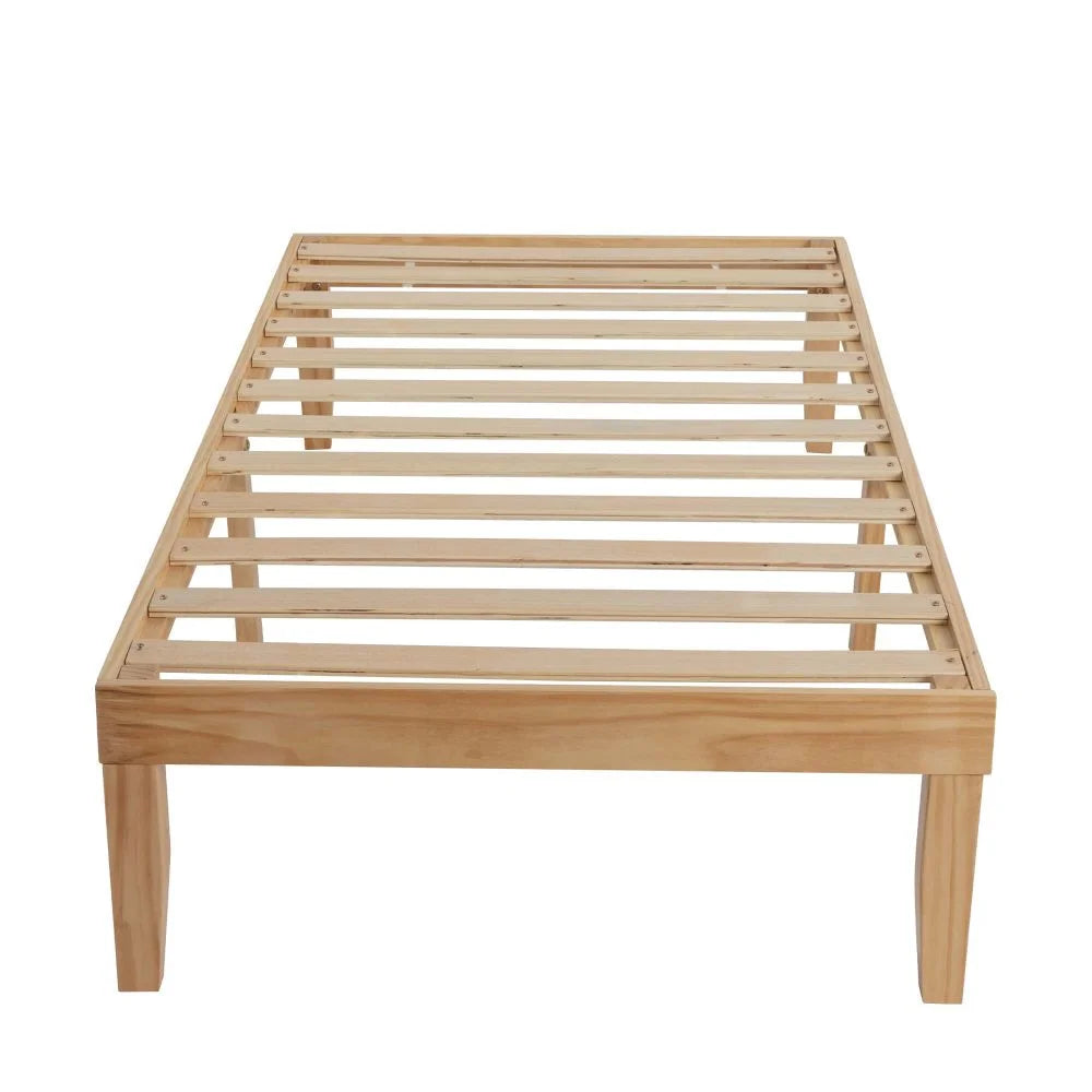 Wooden Bed Base Frame Single Size Warm Natural - Furniture