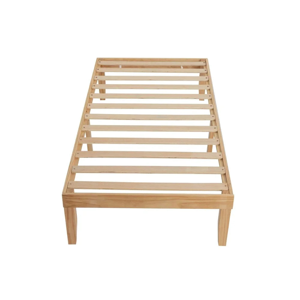 Wooden Bed Base Frame Single Size Warm Natural - Furniture