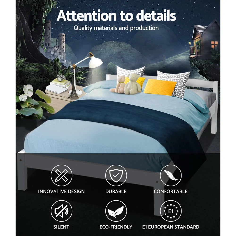 Wooden Bed Frame Double Full Size Mattress Base Timber