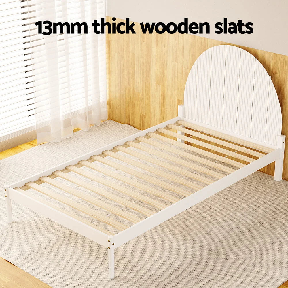 Wooden Bed Frame King Single Size - White DALY - Furniture