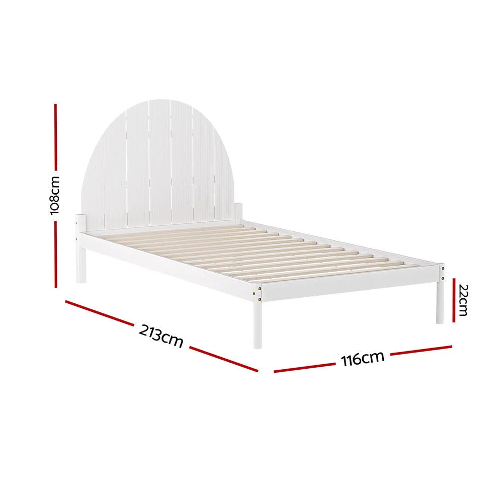 Wooden Bed Frame King Single Size - White DALY - Furniture