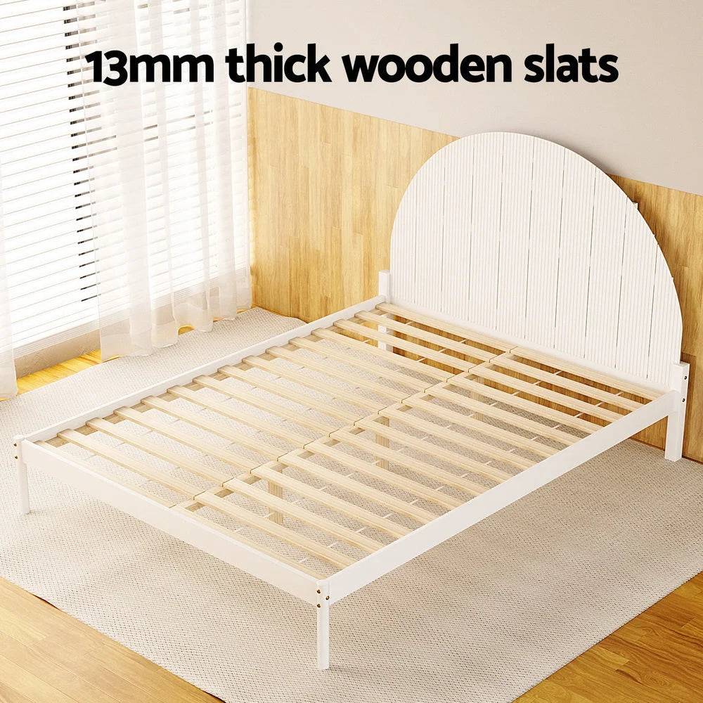 Wooden Bed Frame Queen Size - White DALY - Furniture