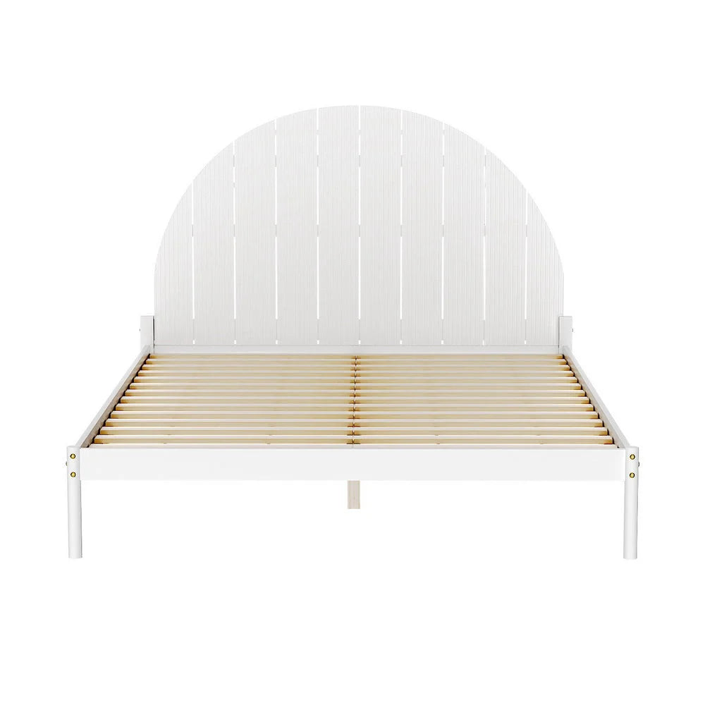 Wooden Bed Frame Queen Size - White DALY - Furniture