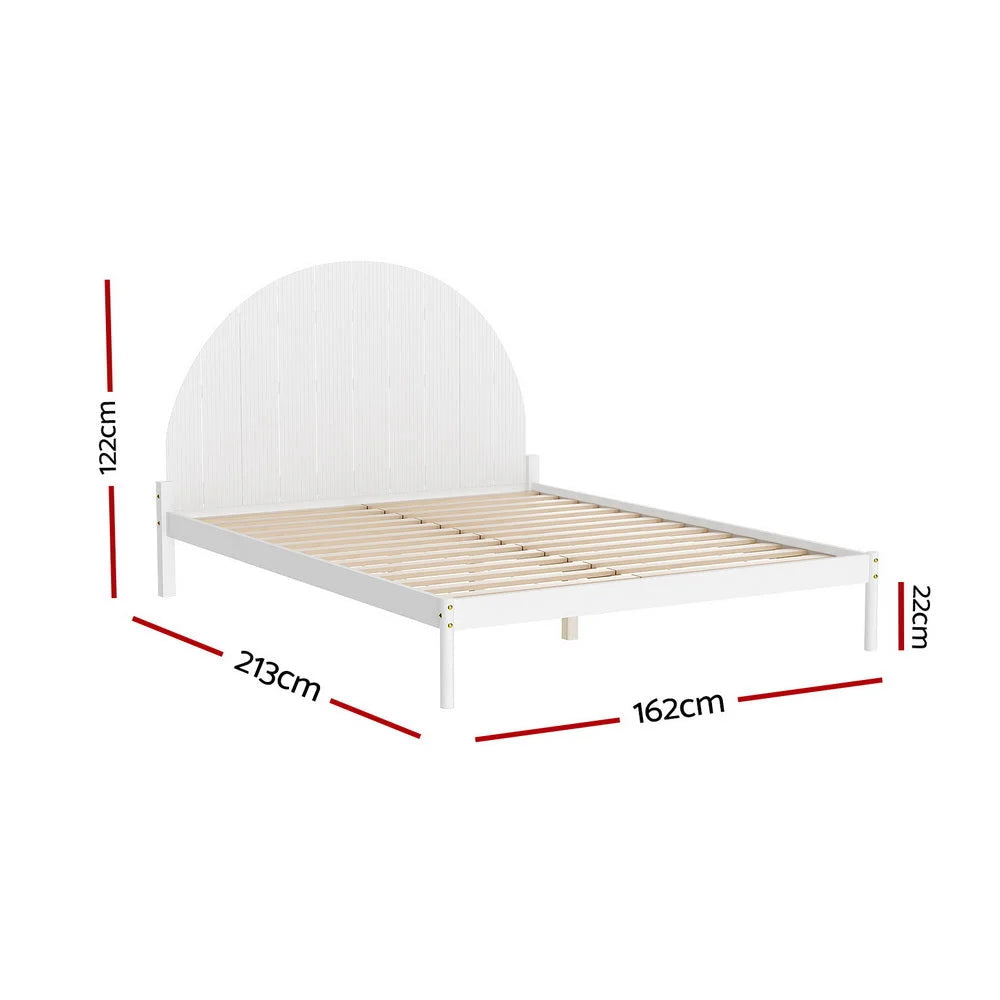 Wooden Bed Frame Queen Size - White DALY - Furniture