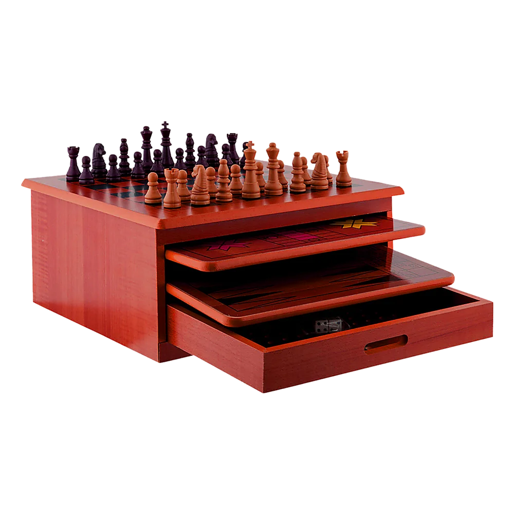Wooden Chess Board 10-in-1 Games Set - Slide Out Best
