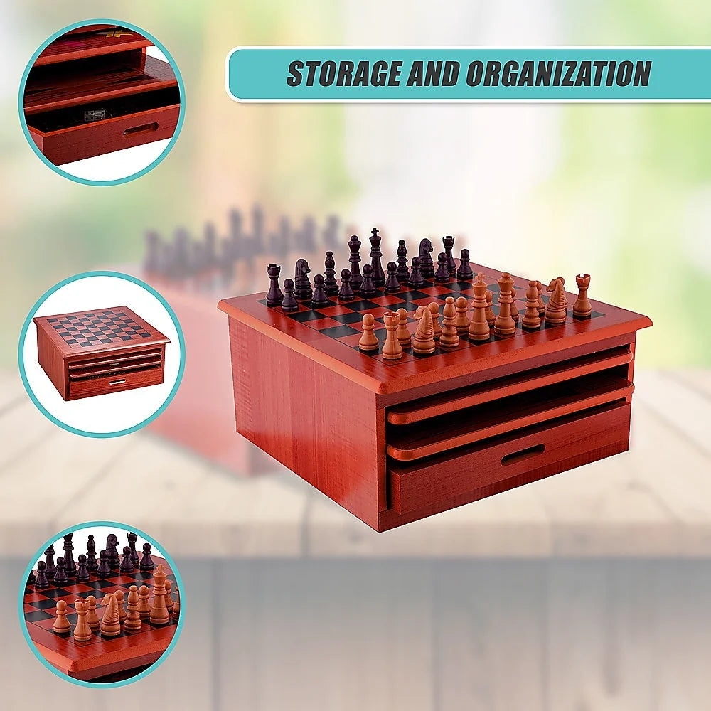 Wooden Chess Board 10-in-1 Games Set - Slide Out Best