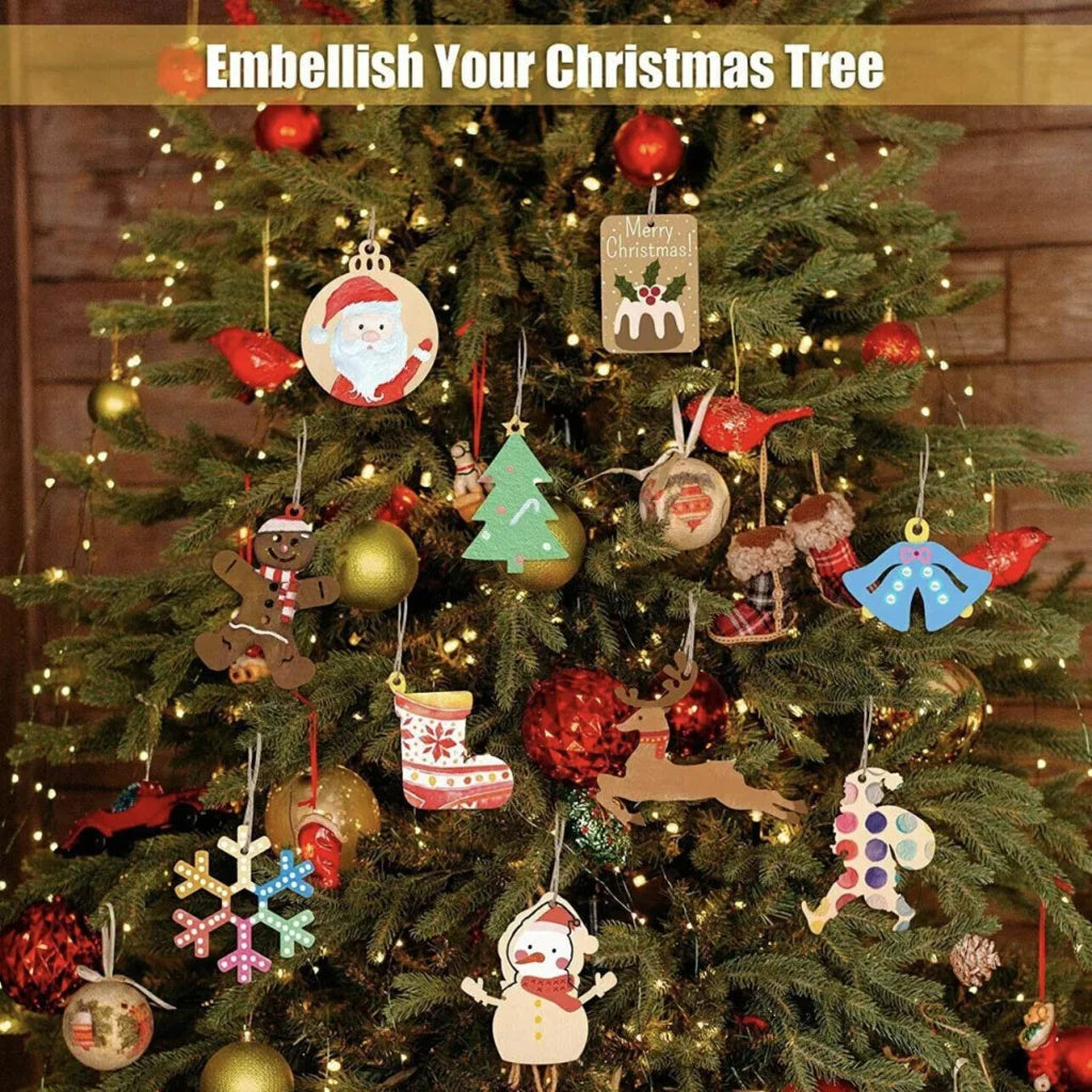 Wooden Christmas Hanging Ornament for Tree DIY Craft