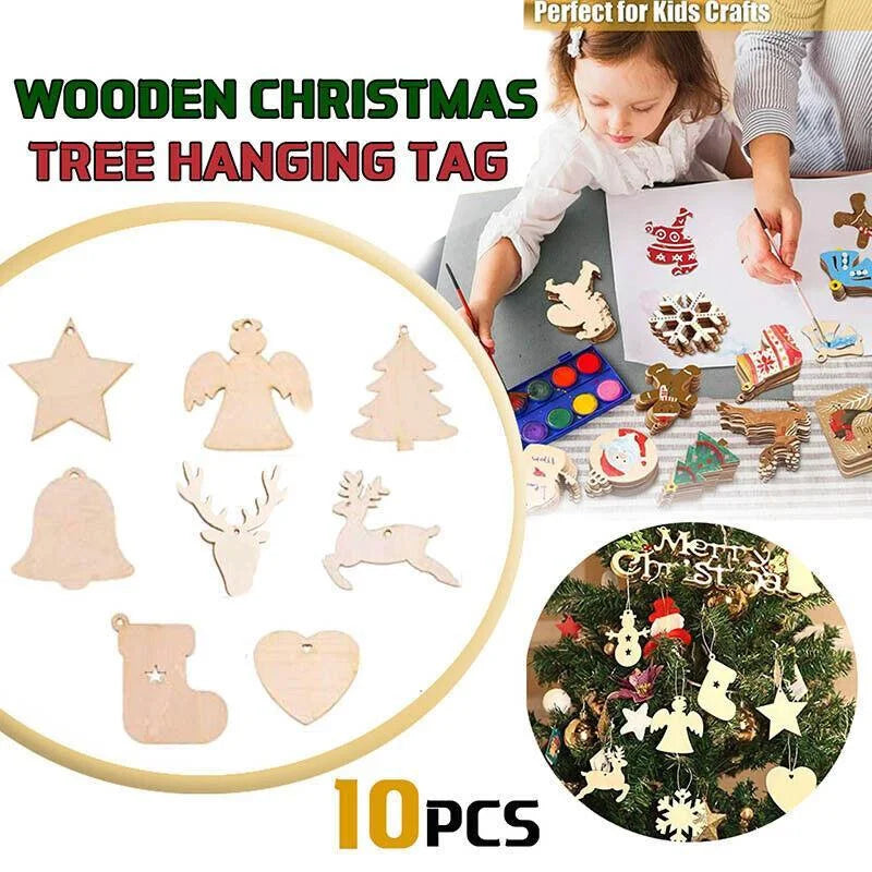 Wooden Christmas Hanging Ornament for Tree DIY Craft