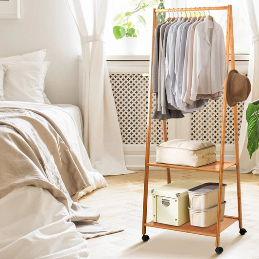 Wooden Clothes Rack Bamboo Hanger Stand
