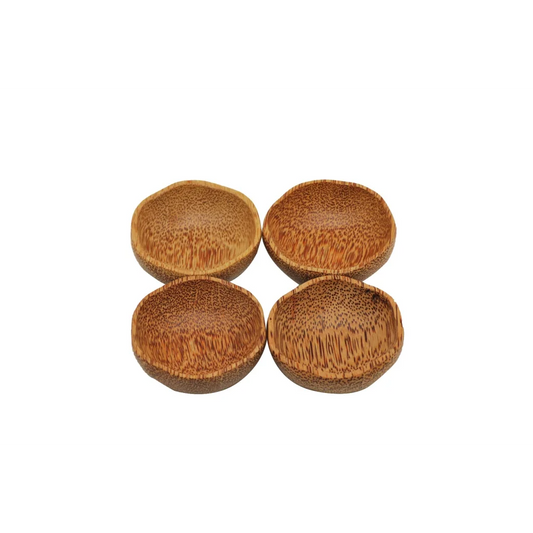 Wooden Coconut Plum Bowls Set of 4 - 15cm Natural