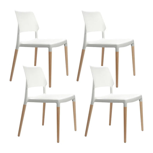 White wooden dining chair set with counter-height legs and footrest
