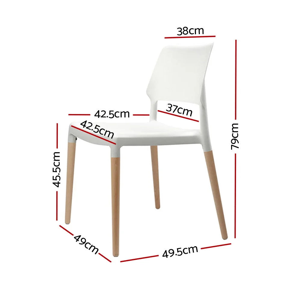 Wooden Dining Chairs (Set of 4) Stackable White - Bar