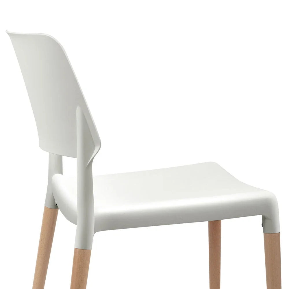Wooden Dining Chairs (Set of 4) Stackable White - Bar