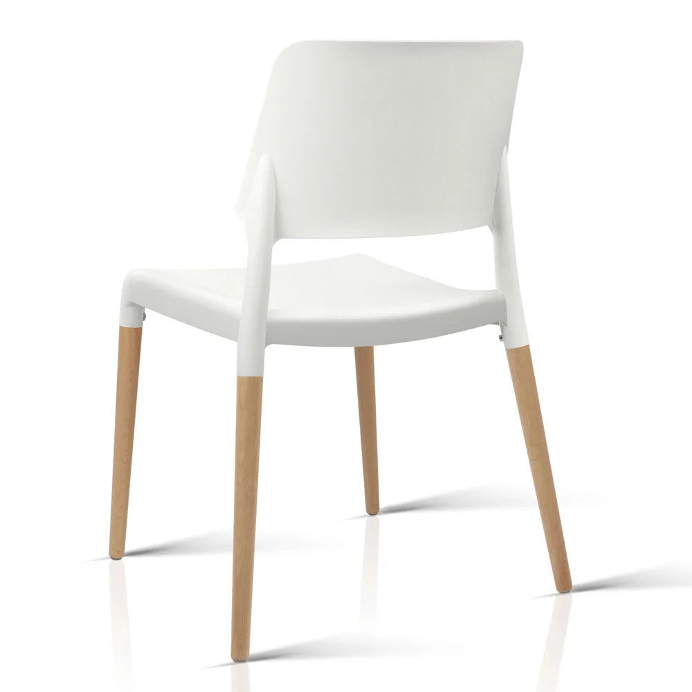 Wooden Dining Chairs (Set of 4) Stackable White - Bar