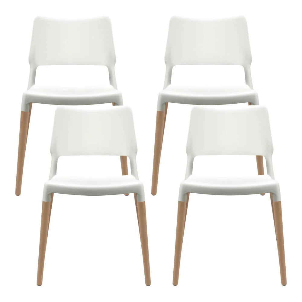 Wooden Dining Chairs (Set of 4) Stackable White - Bar