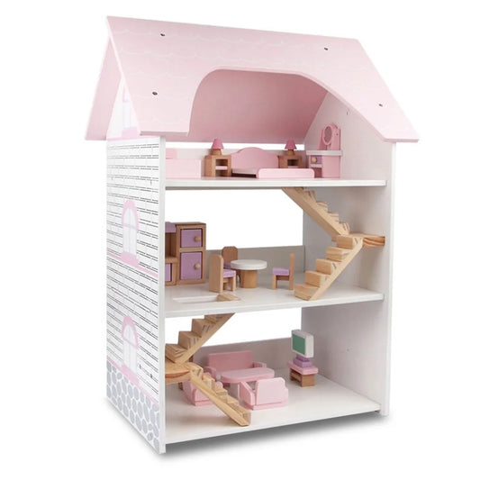Wooden DIY Dolls Doll House 3 Level Kids Pretend Play Toys