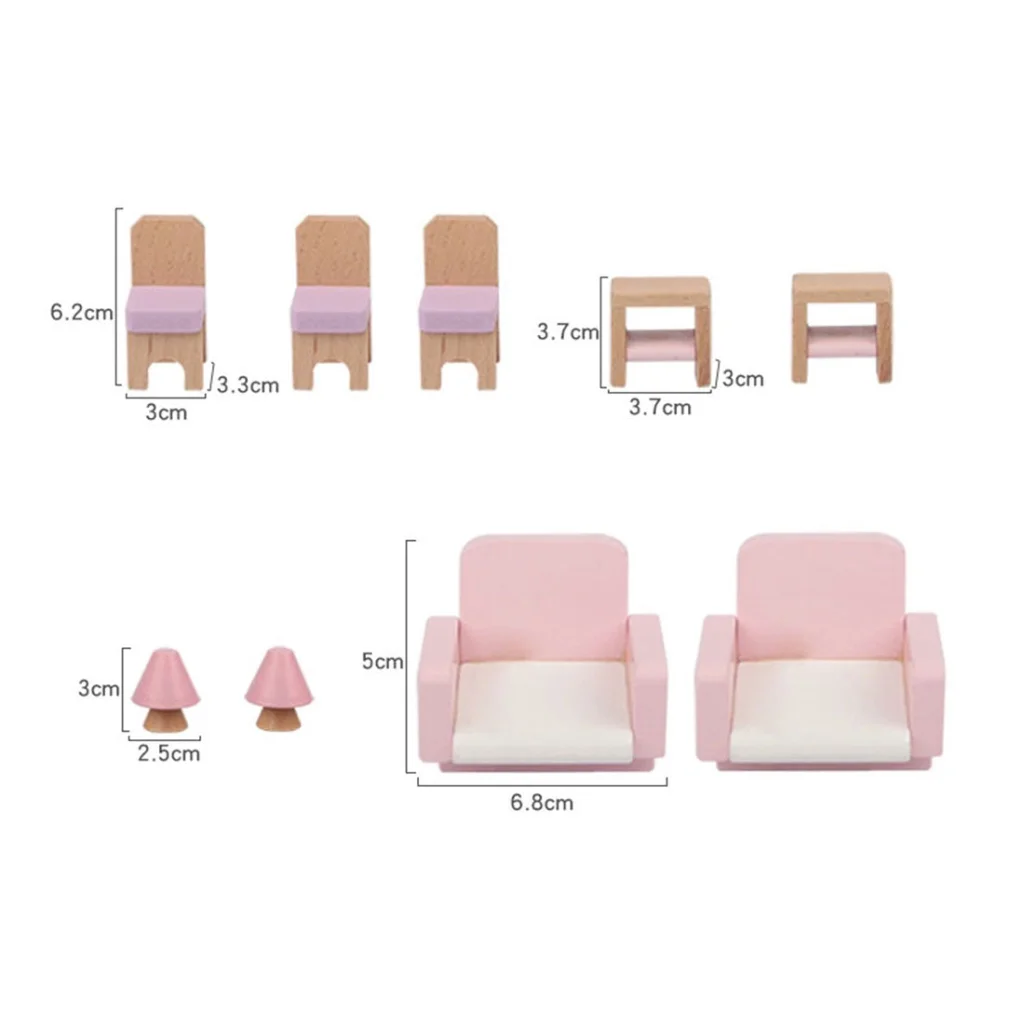Wooden DIY Dolls Doll House 3 Level Kids Pretend Play Toys