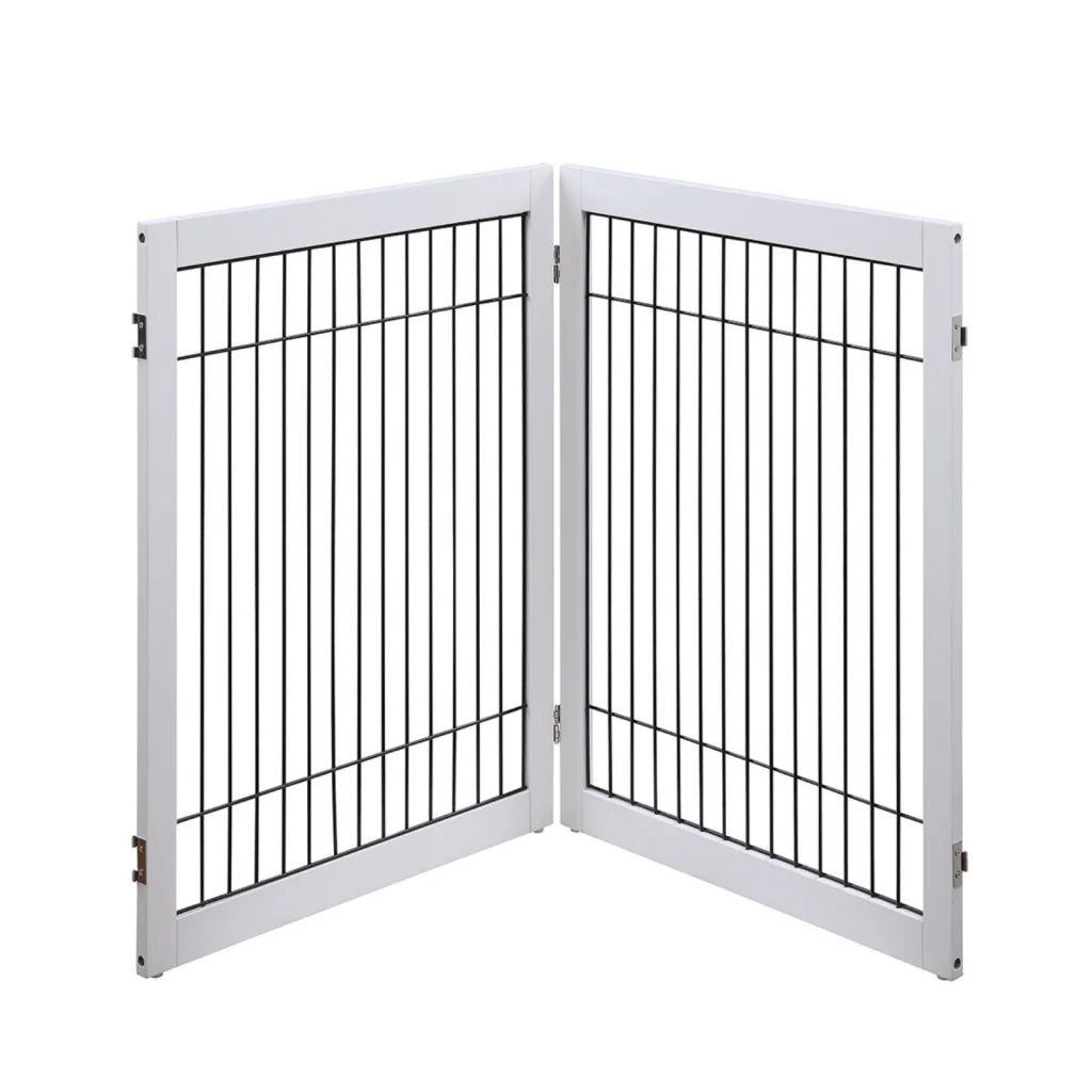 Wooden Dog Pen and Pet Gate Two-Panel Extension - White