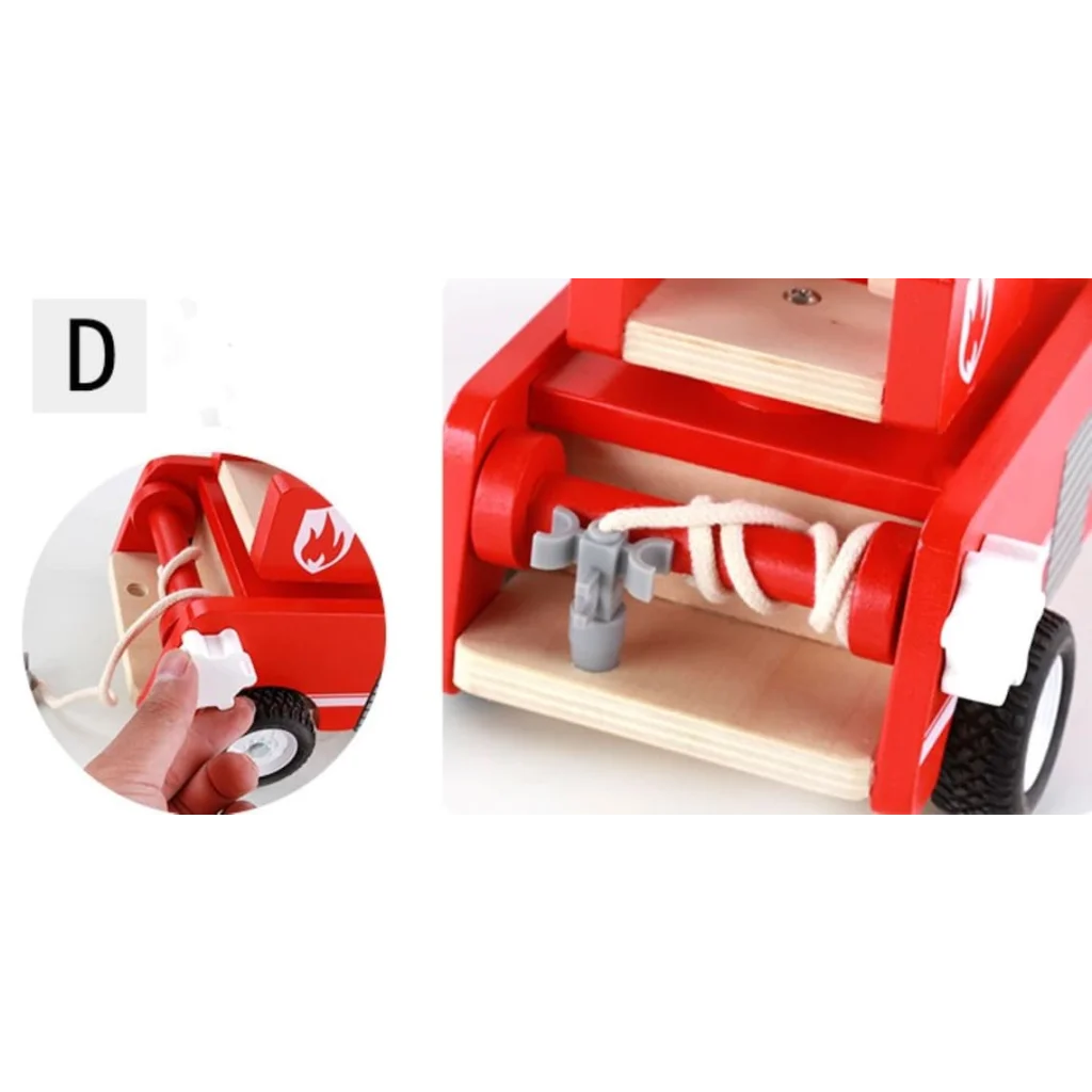 Wooden Fire Truck Red with Ladder and Firemen 3 years+ Fire