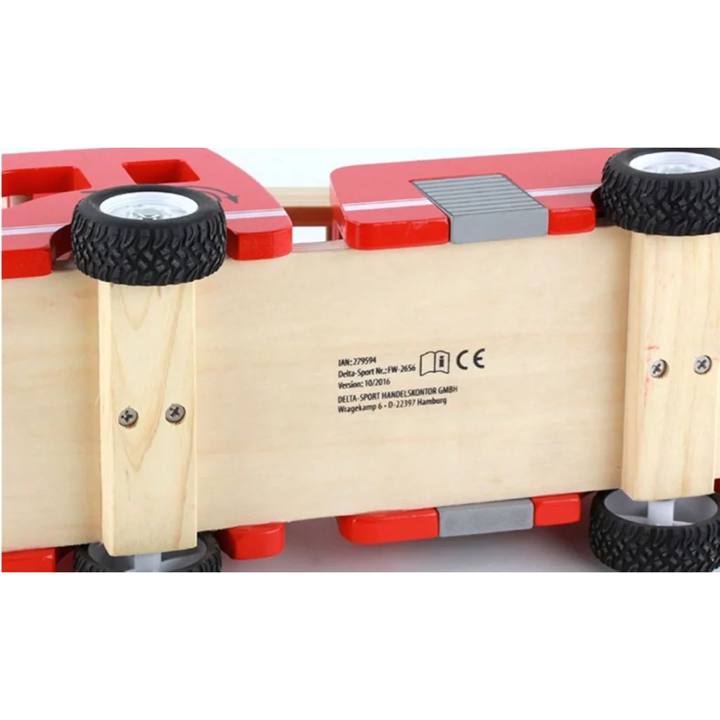 Wooden Fire Truck Red with Ladder and Firemen 3 years+ Fire