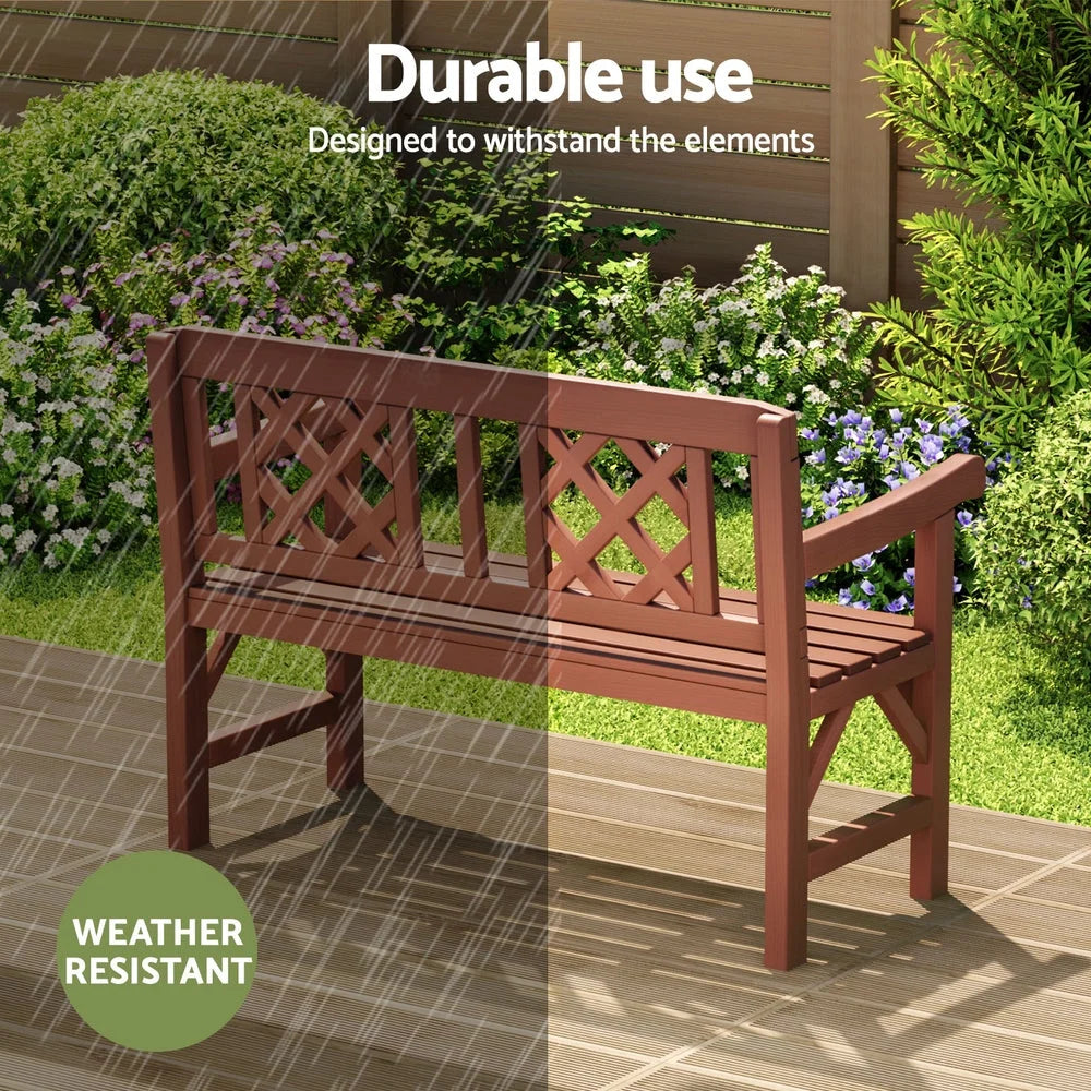 Wooden Garden Bench 2 Seat Patio Furniture Timber Outdoor