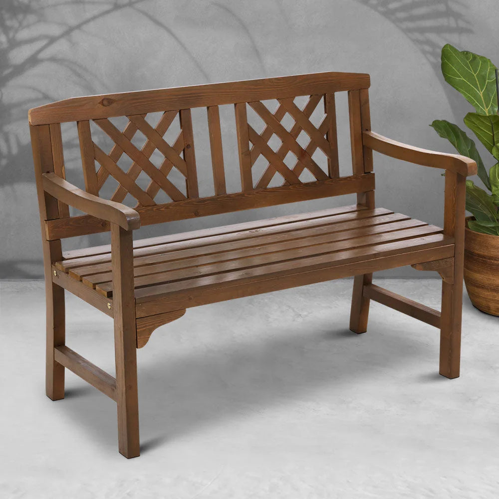 Wooden Garden Bench 2 Seat Patio Furniture Timber Outdoor