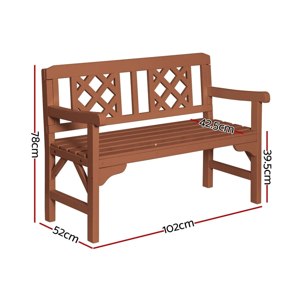 Wooden Garden Bench 2 Seat Patio Furniture Timber Outdoor