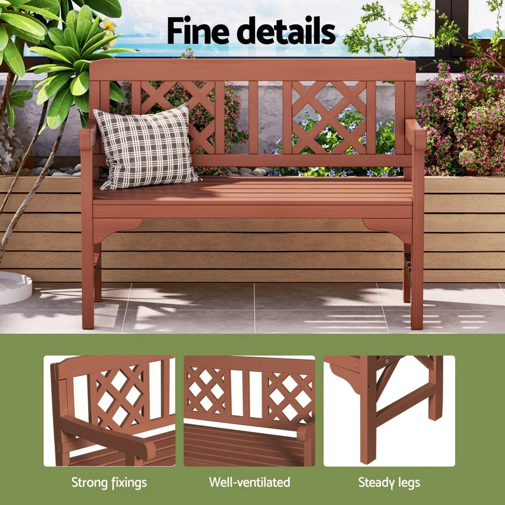Wooden Garden Bench 2 Seat Patio Furniture Timber Outdoor