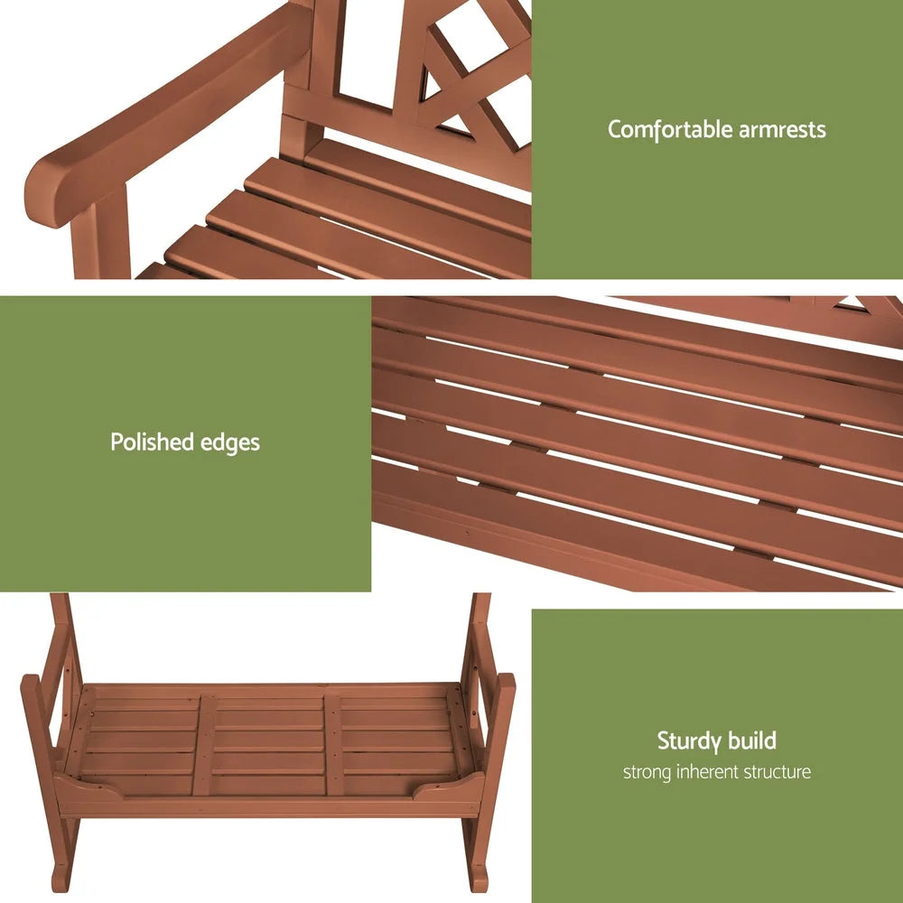 Wooden Garden Bench 2 Seat Patio Furniture Timber Outdoor