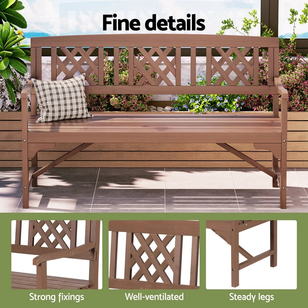 Wooden Garden Bench 3 Seat Patio Furniture Timber Outdoor