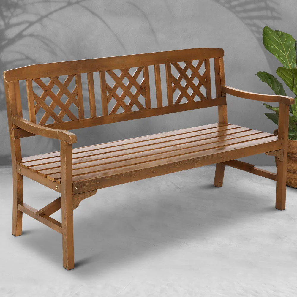 Wooden Garden Bench 3 Seat Patio Furniture Timber Outdoor