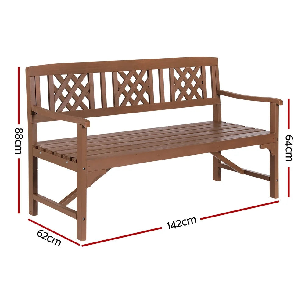Wooden Garden Bench 3 Seat Patio Furniture Timber Outdoor