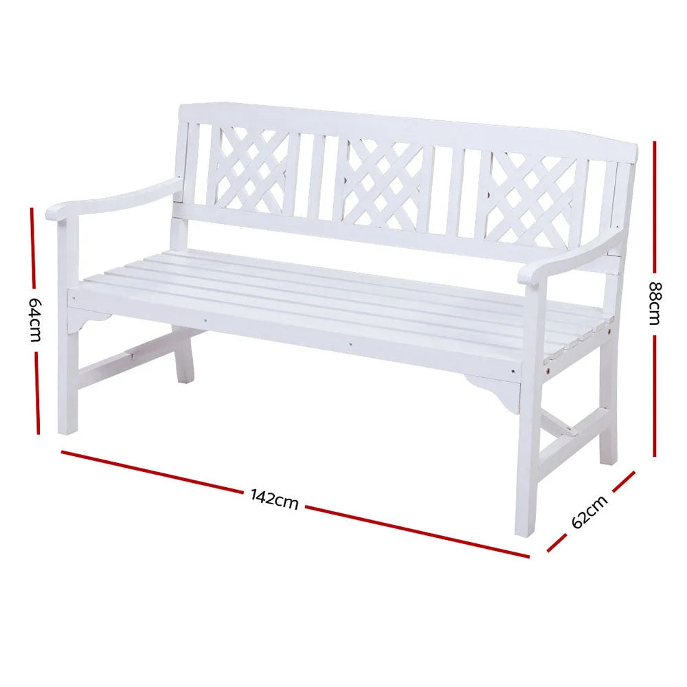 Wooden Garden Bench 3 Seat Patio Furniture Timber Outdoor