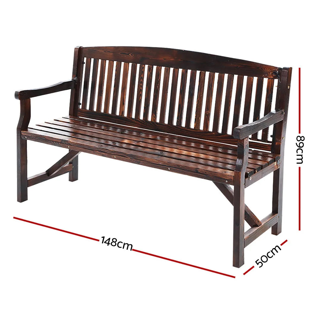 Wooden Garden Bench Chair Natural Outdoor Furniture Patio