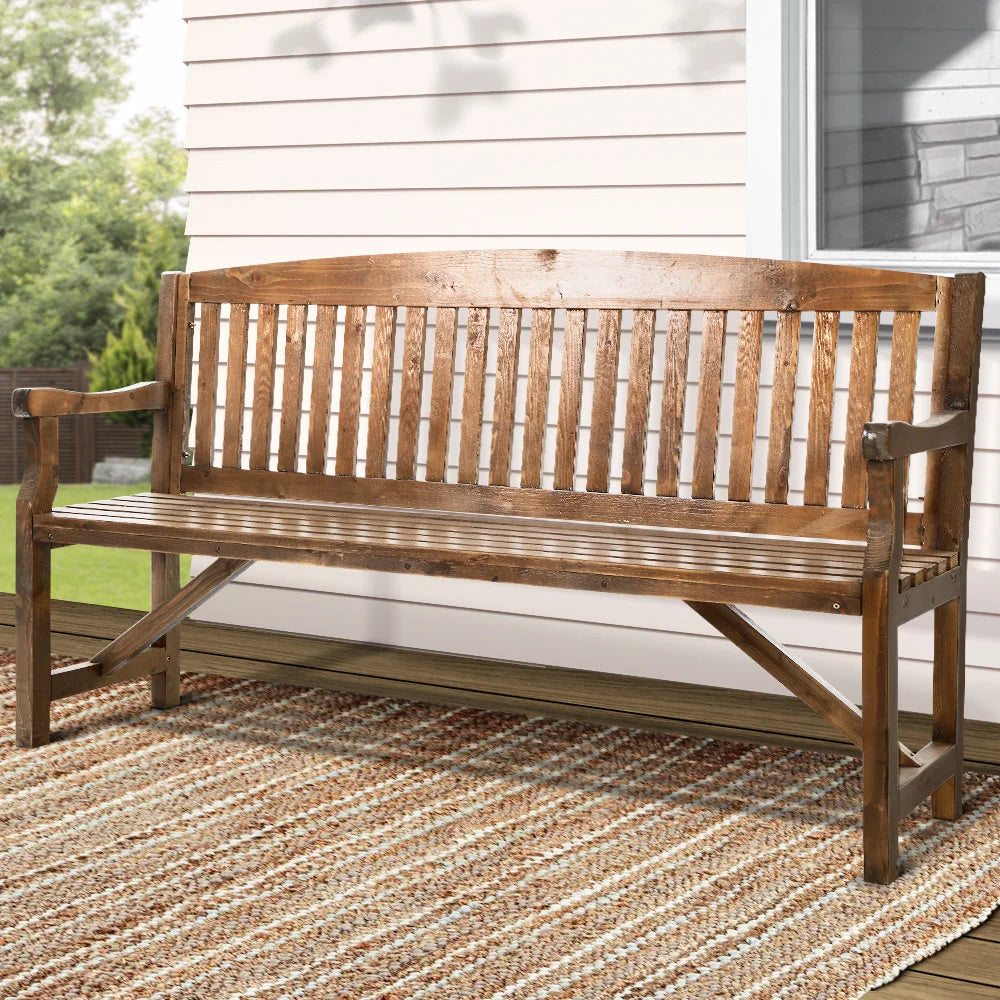 Wooden Garden Bench Chair Natural Outdoor Furniture Patio