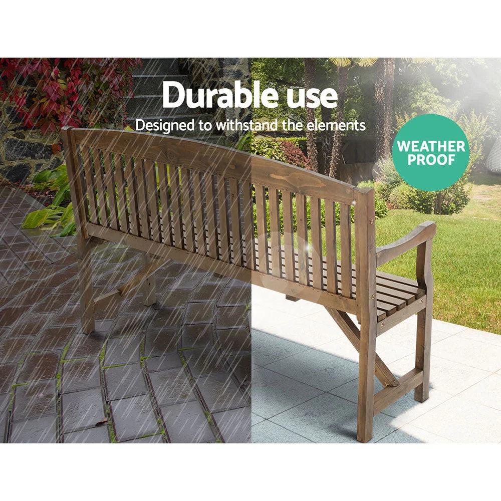 Wooden Garden Bench Chair Natural Outdoor Furniture Patio