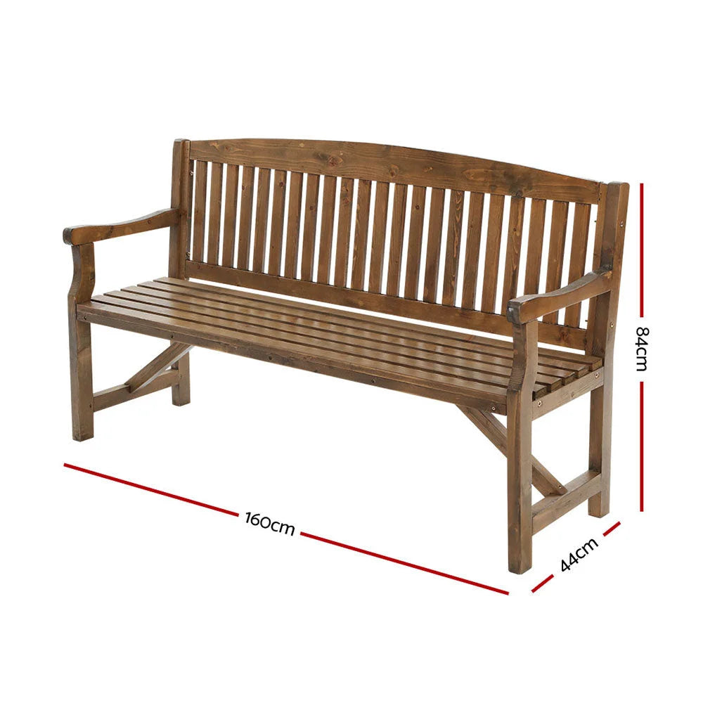 Wooden Garden Bench Chair Natural Outdoor Furniture Patio