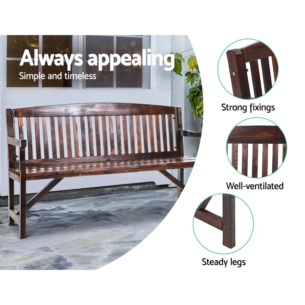 Wooden Garden Bench Chair Natural Outdoor Furniture Patio
