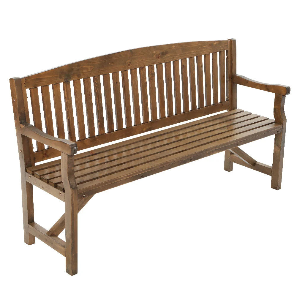 Wooden Garden Bench Chair Natural Outdoor Furniture Patio