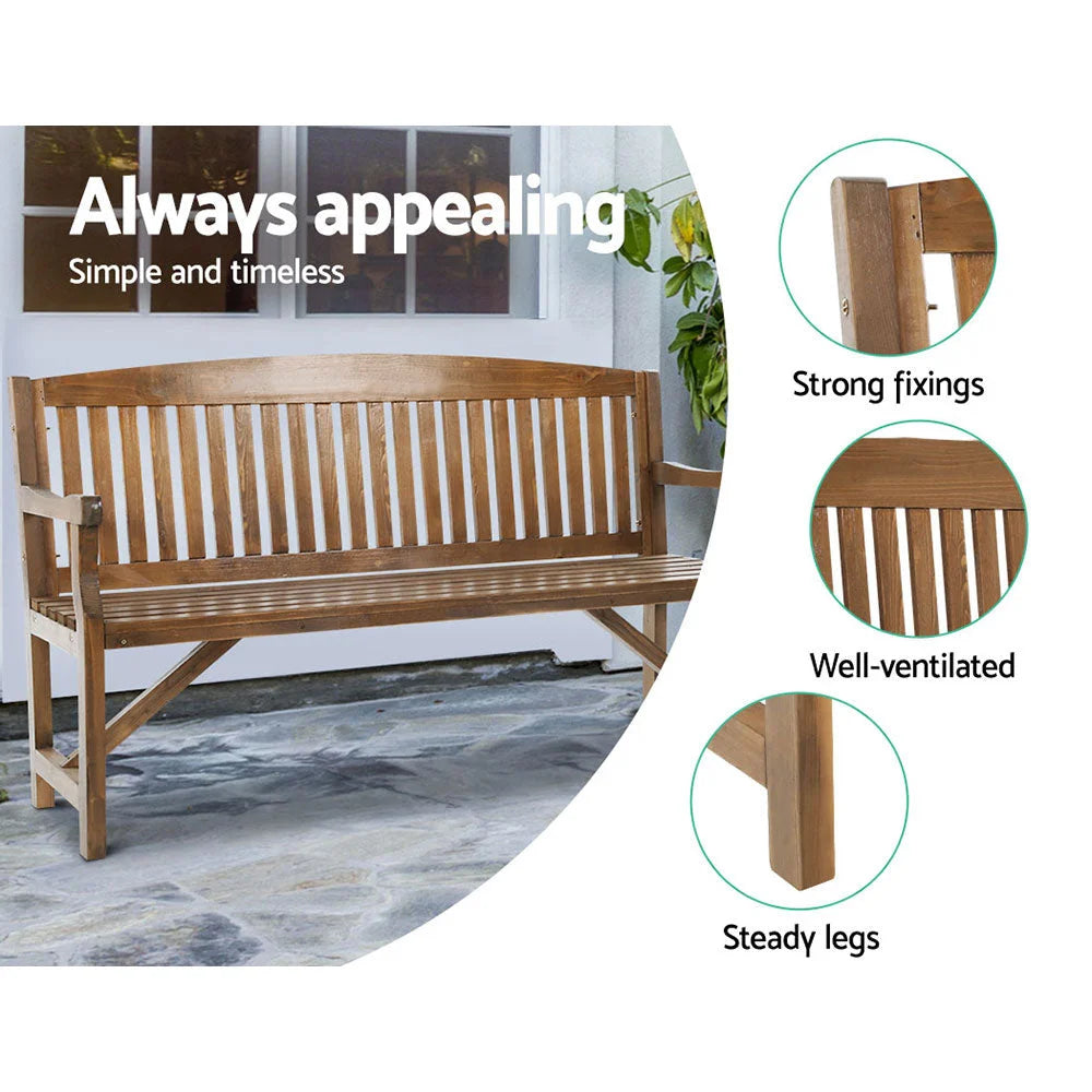 Wooden Garden Bench Chair Natural Outdoor Furniture Patio
