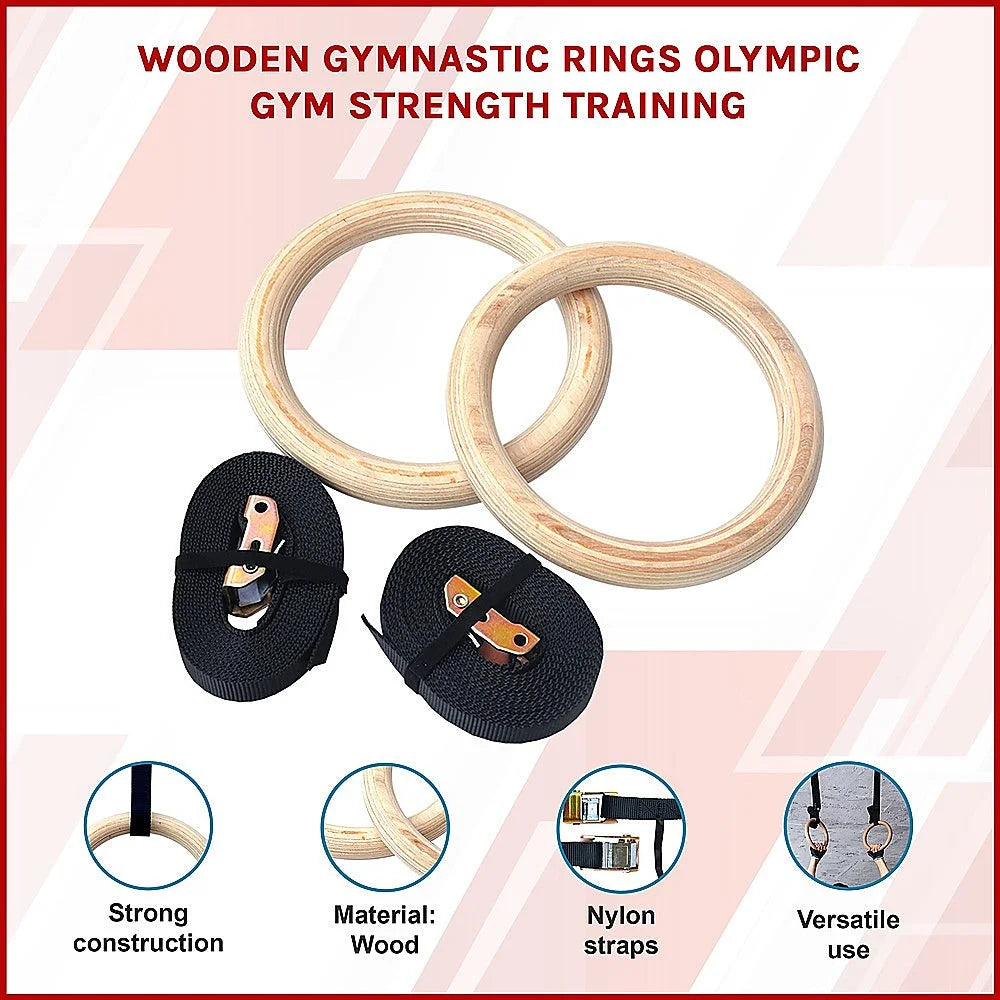 Wooden Gymnastic Rings Olympic Strength Training - 32mm